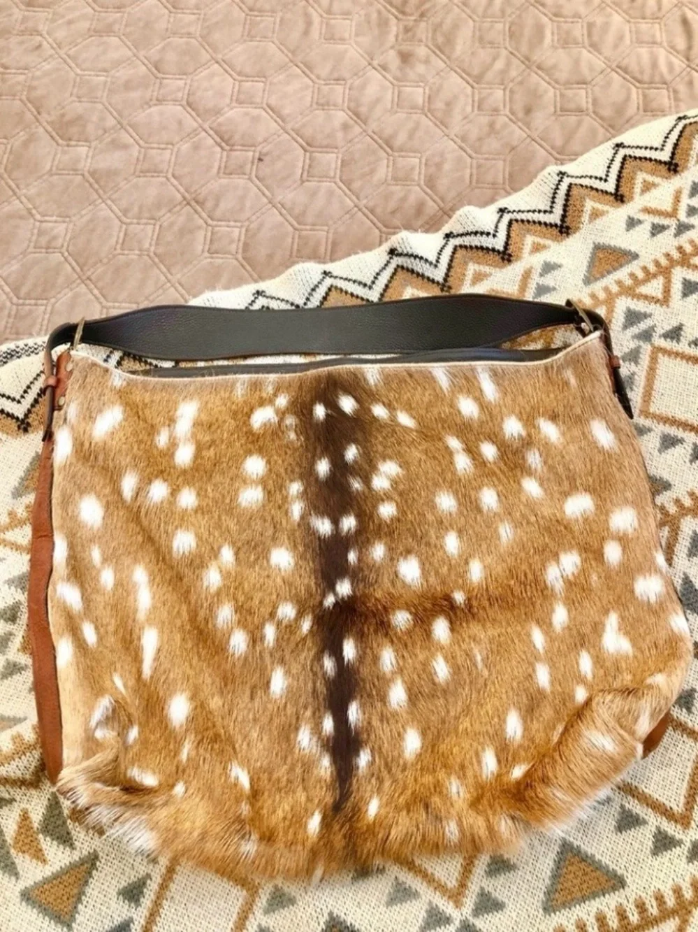 Lucchese Large Axis Deer Hair & Hide Hobo Shoulder Bag